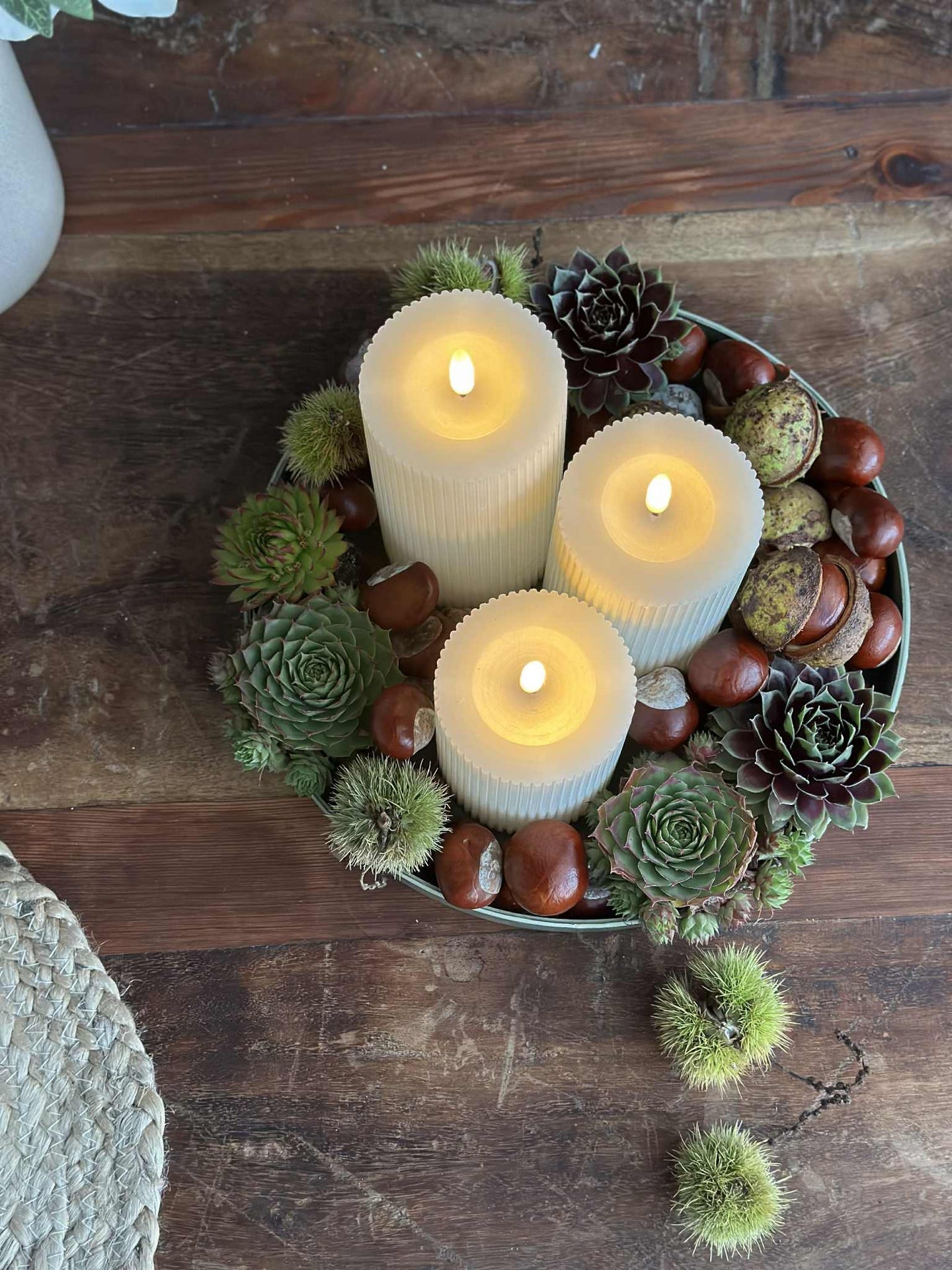 LED Blockljus med räfflor - Set med 3 st inkl fjärrkontroll