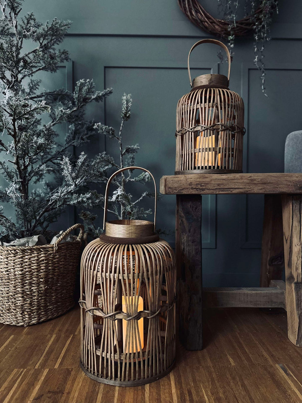 Lykta med LED-ljus - Stor