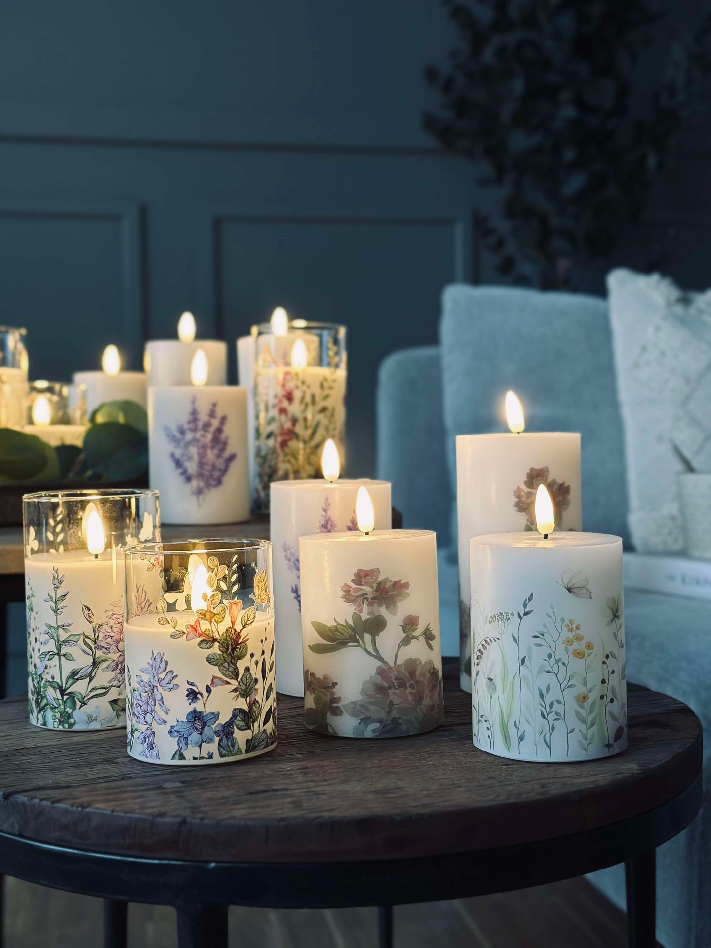 LED blockljus FLORA – Set med 3 st och fjärrkontroll