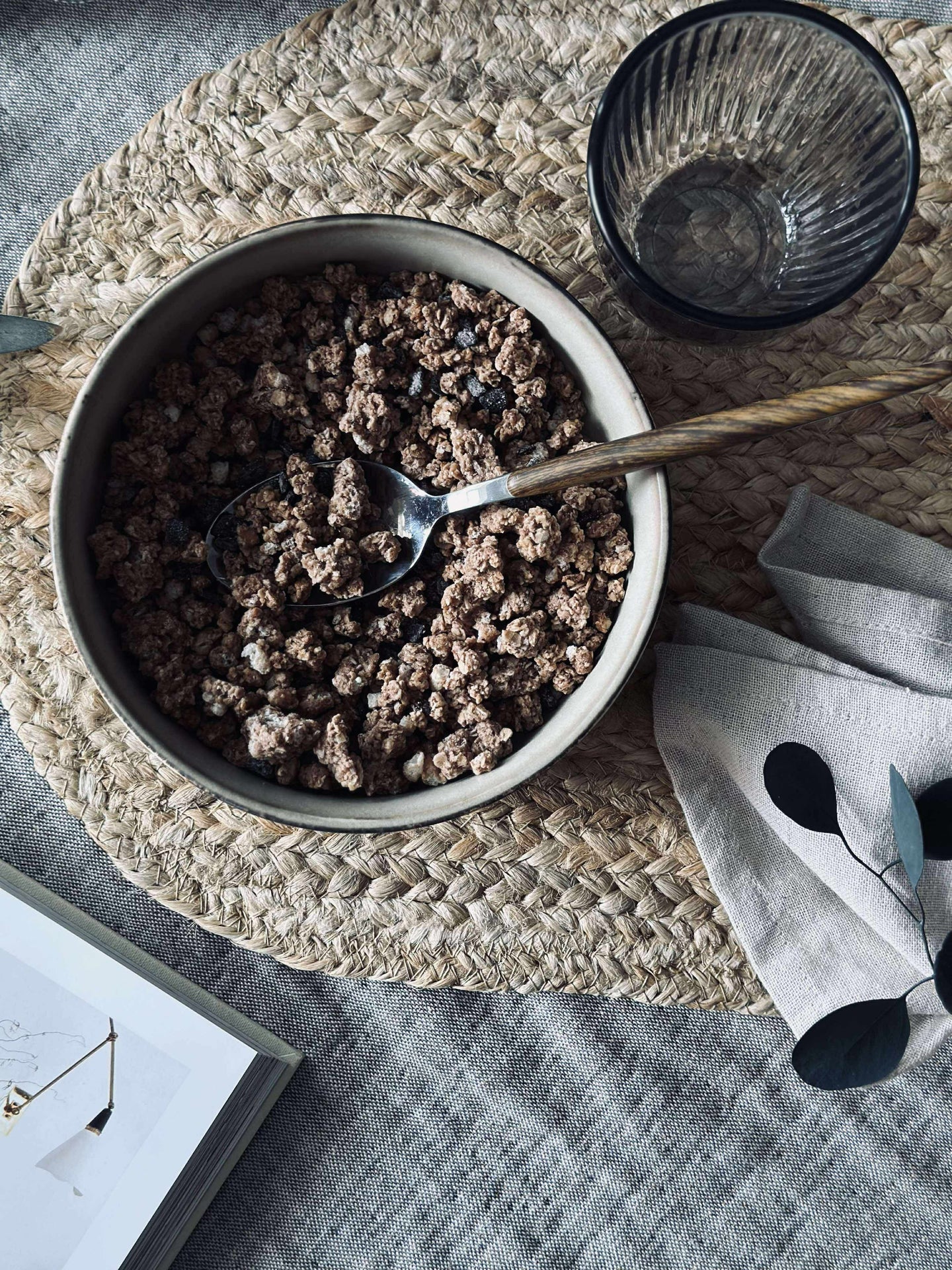 Skål VIGA randig stengods - Matt brun 16cm