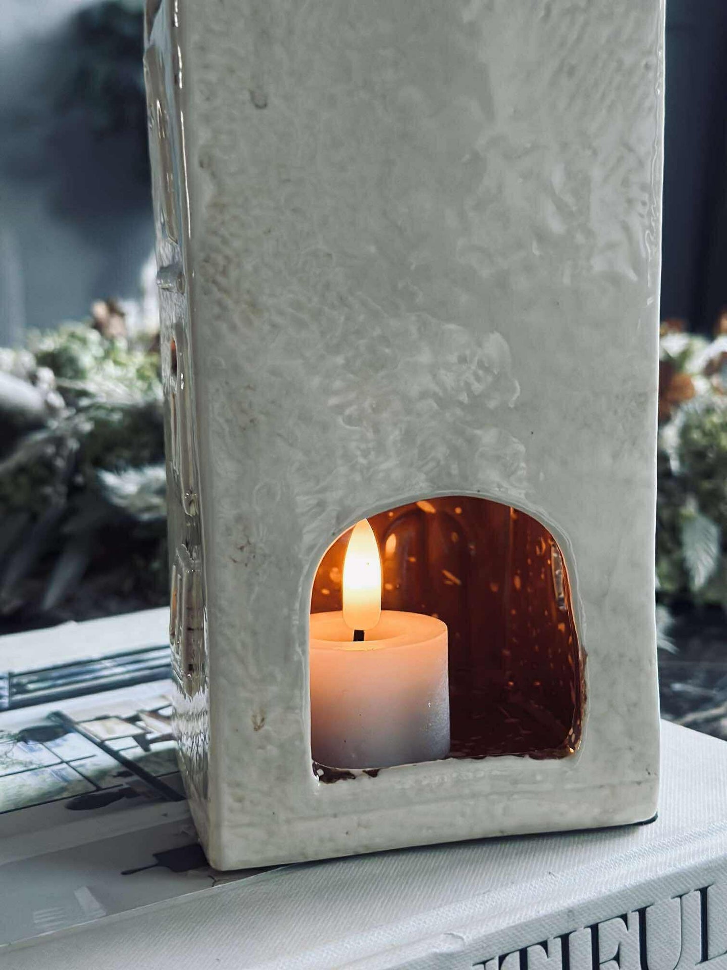 Ljuslykta Keramik - Vit