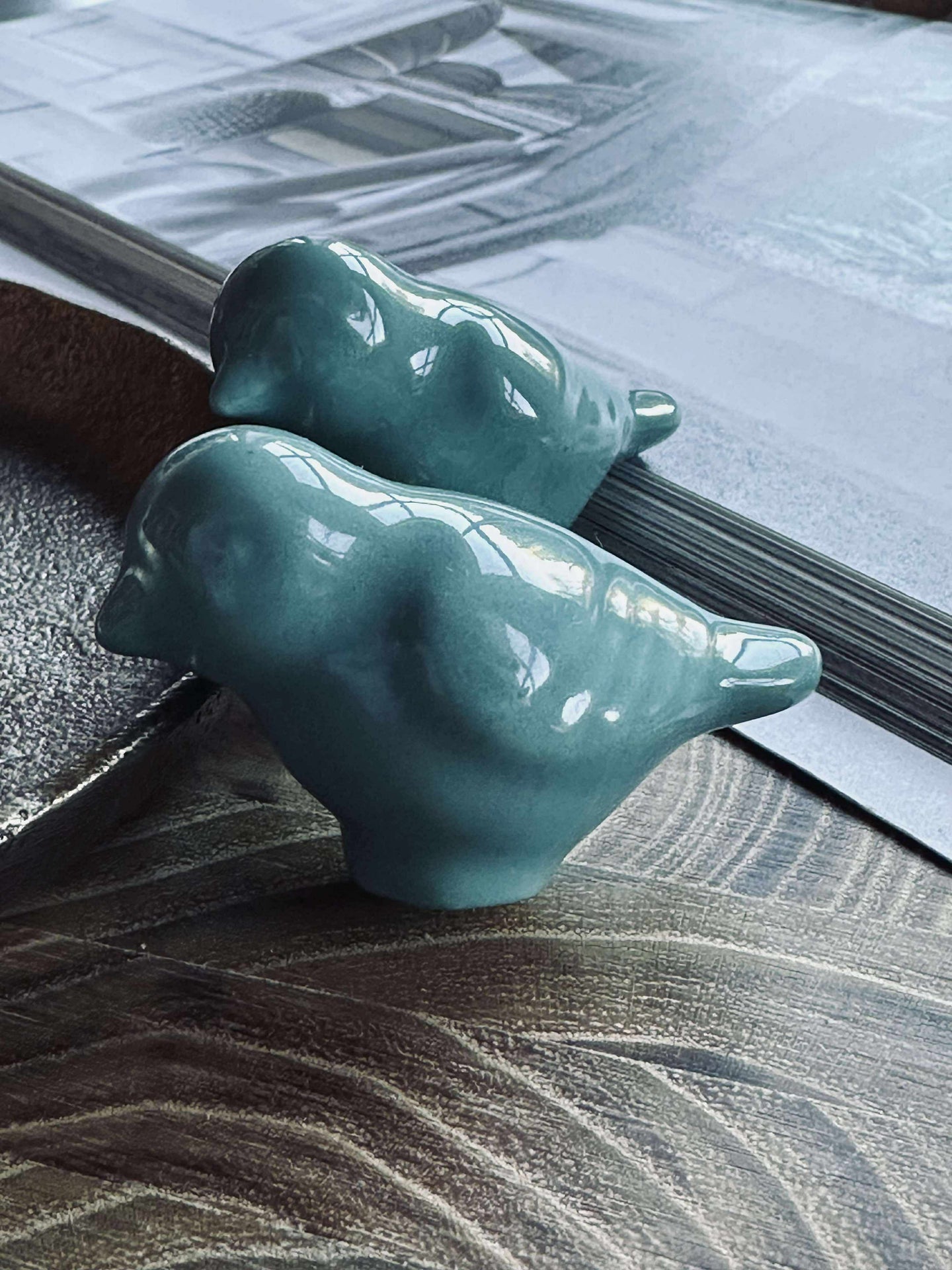 Keramiska fågelhandtag - 2 st.