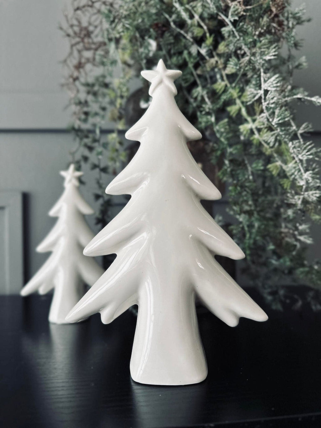 Julgran 22cm - Vit porslin