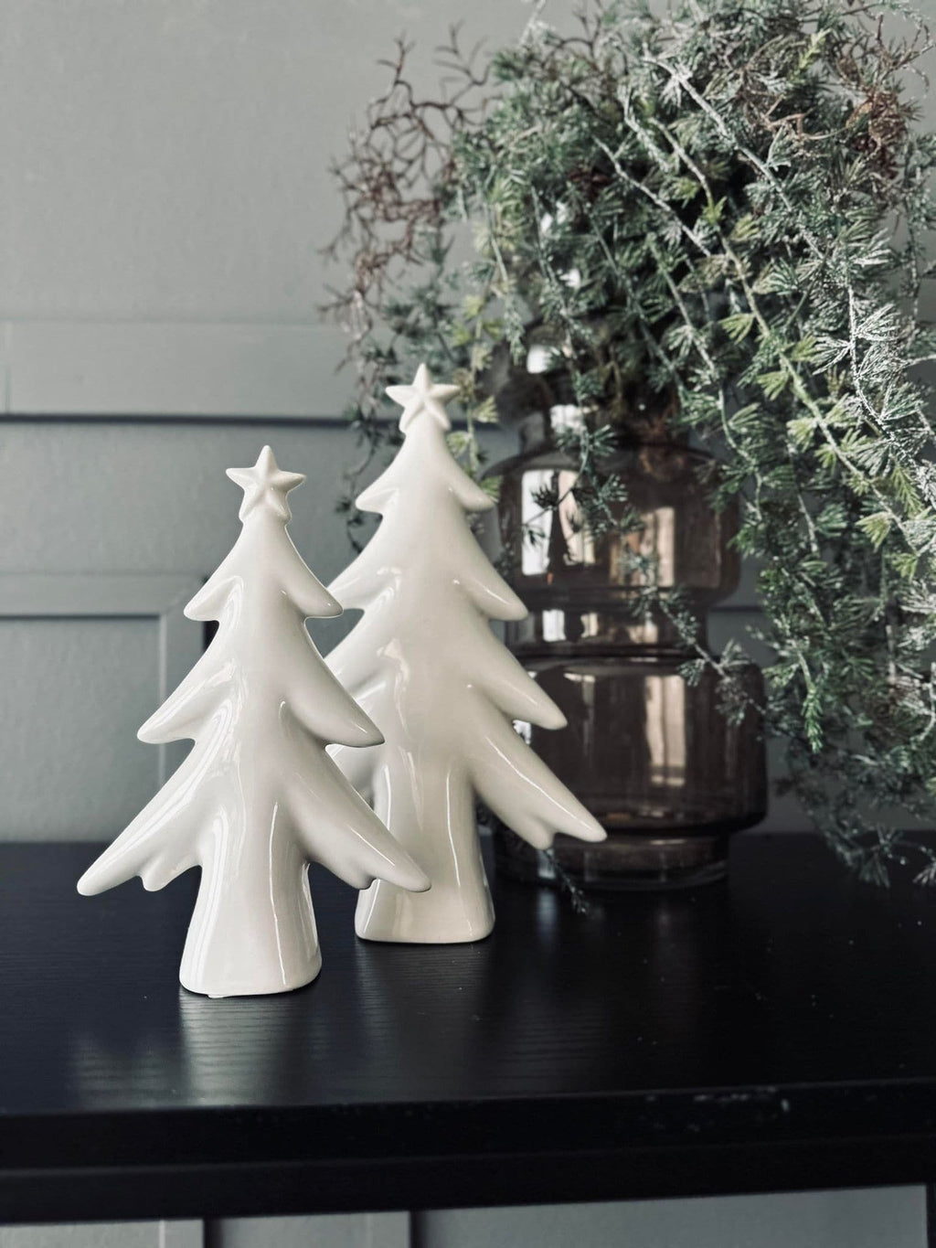 Julgran 22cm - Vit porslin