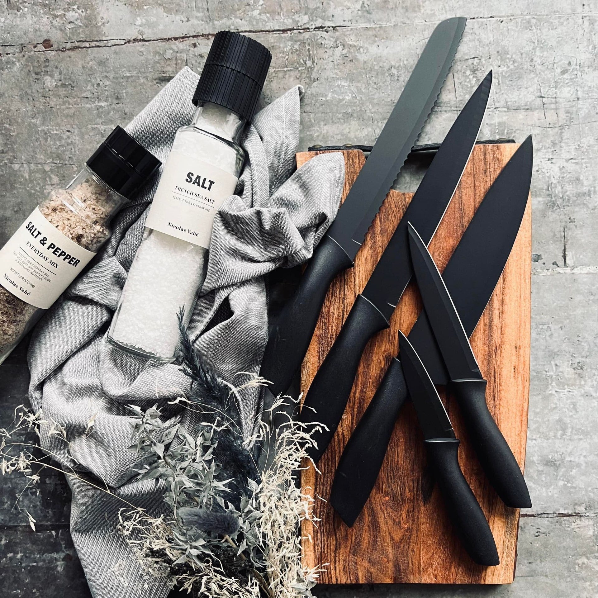 Knivset 5 st - Matt svart