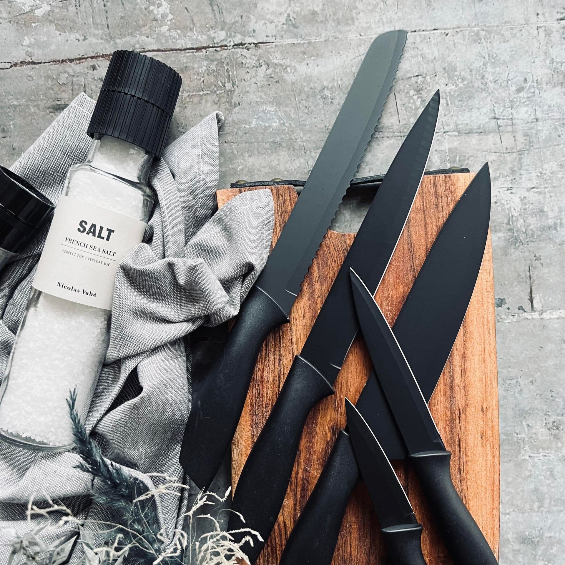 Knivset 5 st - Matt svart