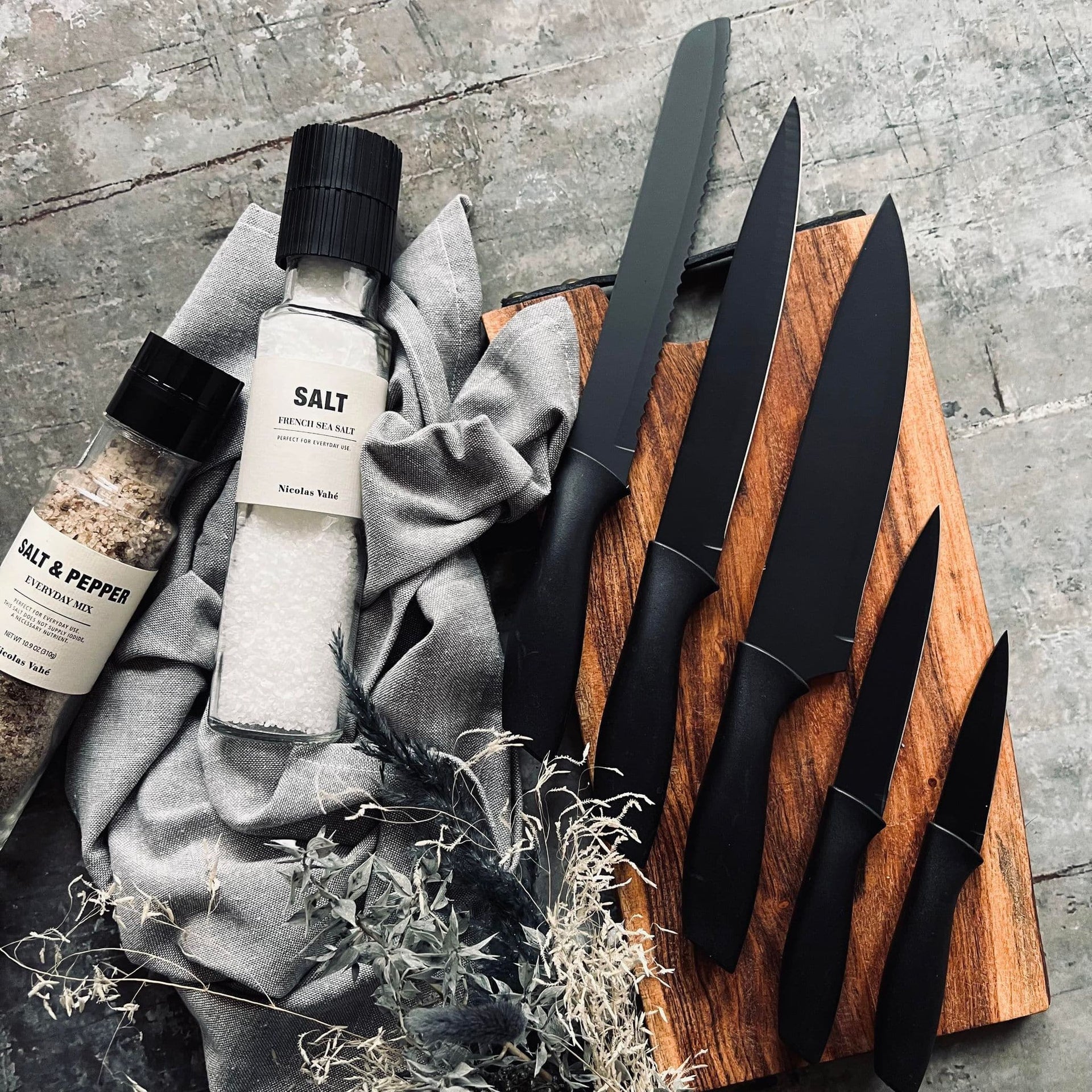 Knivset 5 st - Matt svart