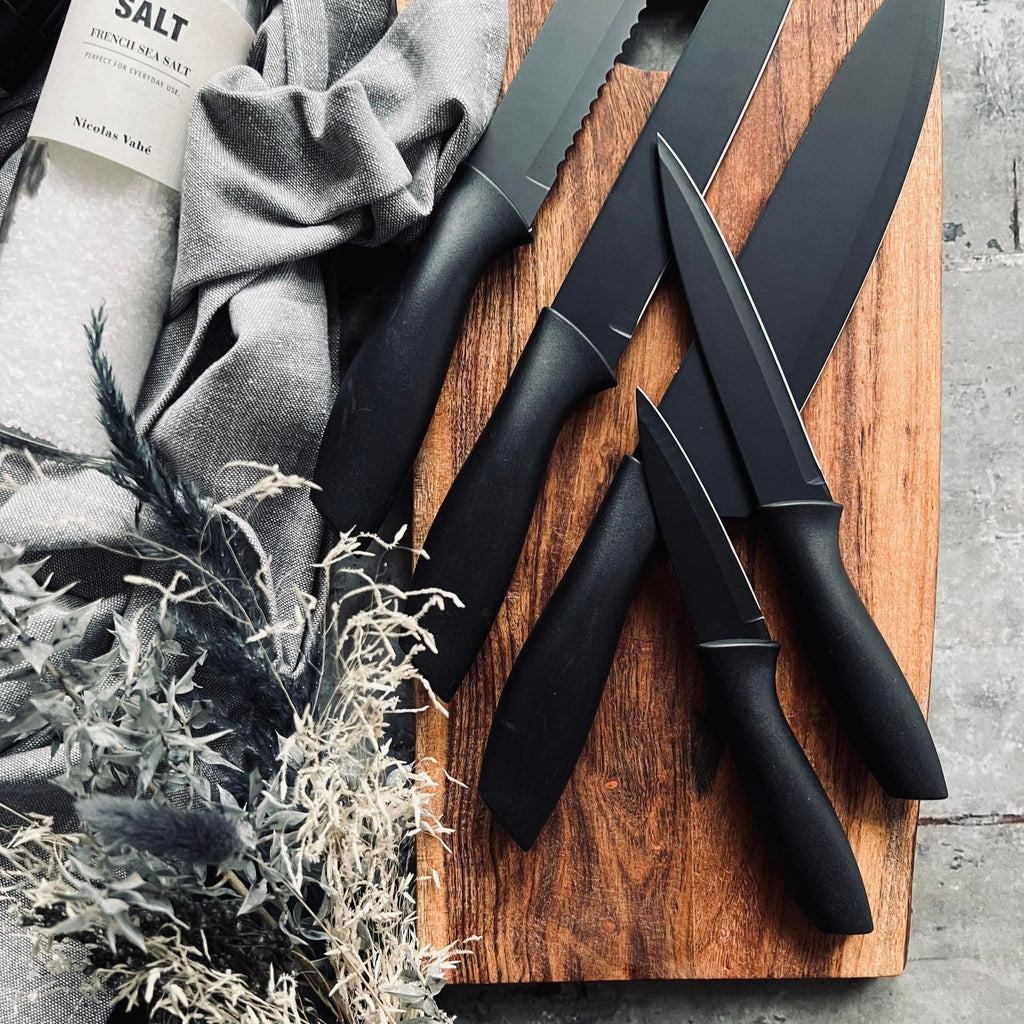 Knivset 5 st - Matt svart