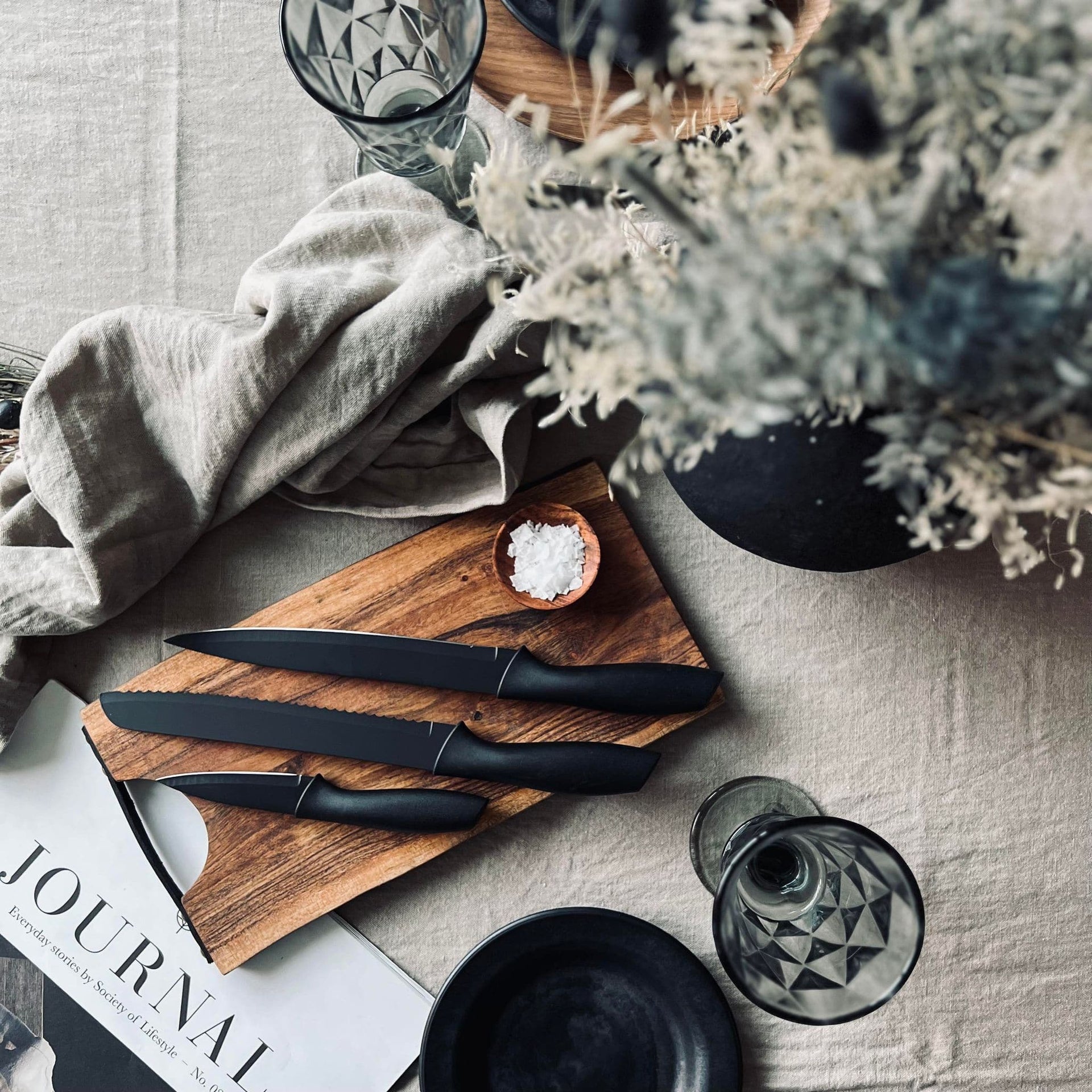 Knivset 5 st - Matt svart