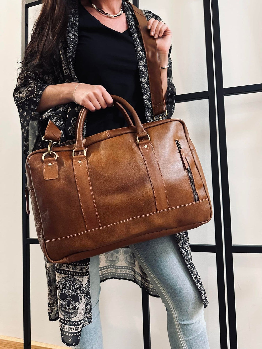 Laptop Cognac - Mjukt läder Unisex