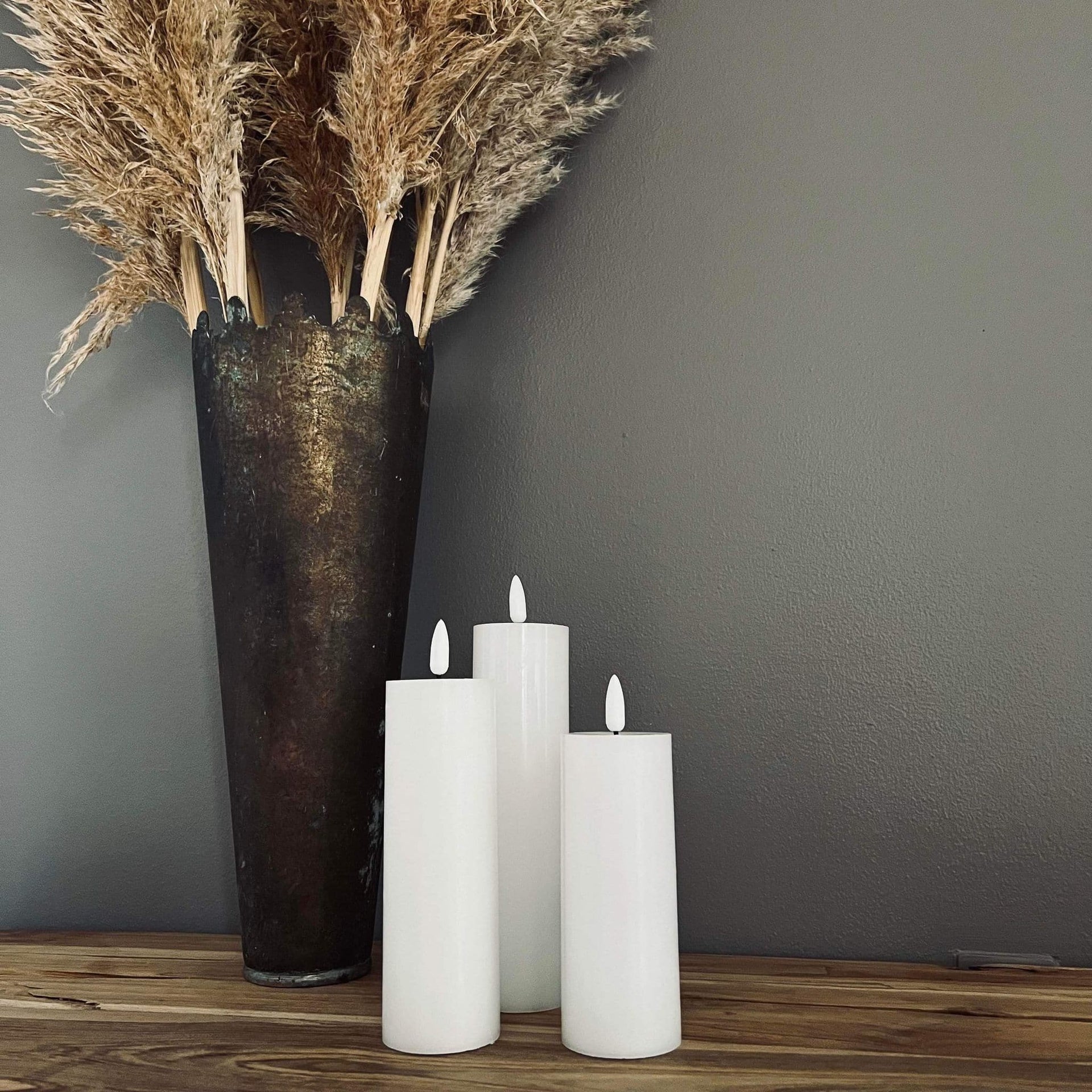 LED Blockljus Vit 3 st Inkl. fjärrkontroll - Platt topp