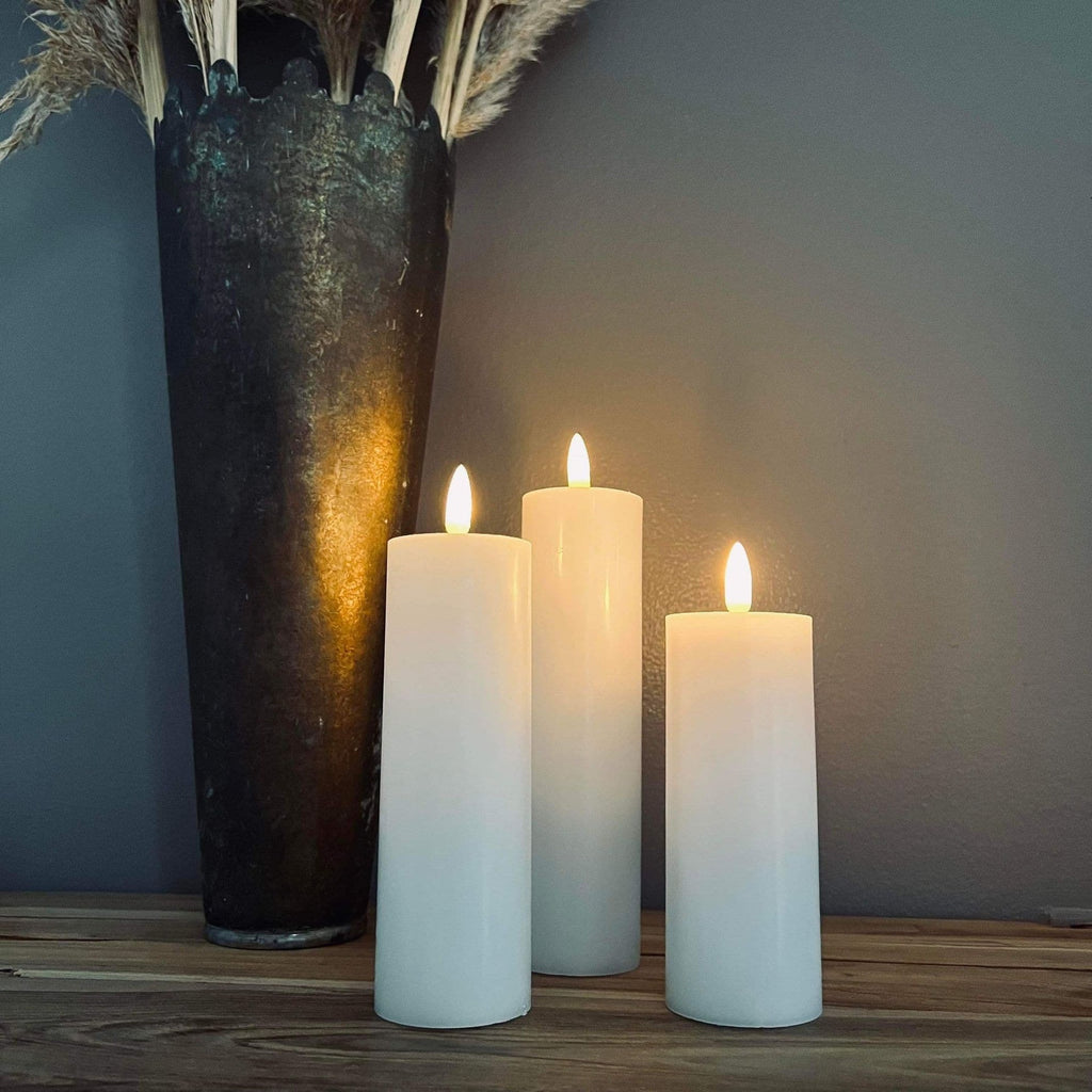 LED Blockljus Vit 3 st Inkl. fjärrkontroll - Platt topp