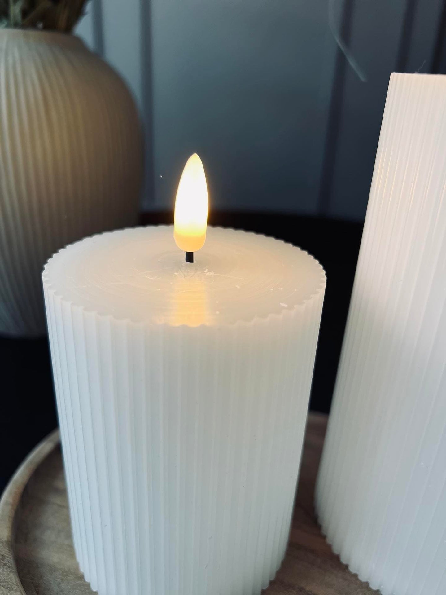 LED Blockljus med räfflor - Set med 3 st inkl fjärrkontroll