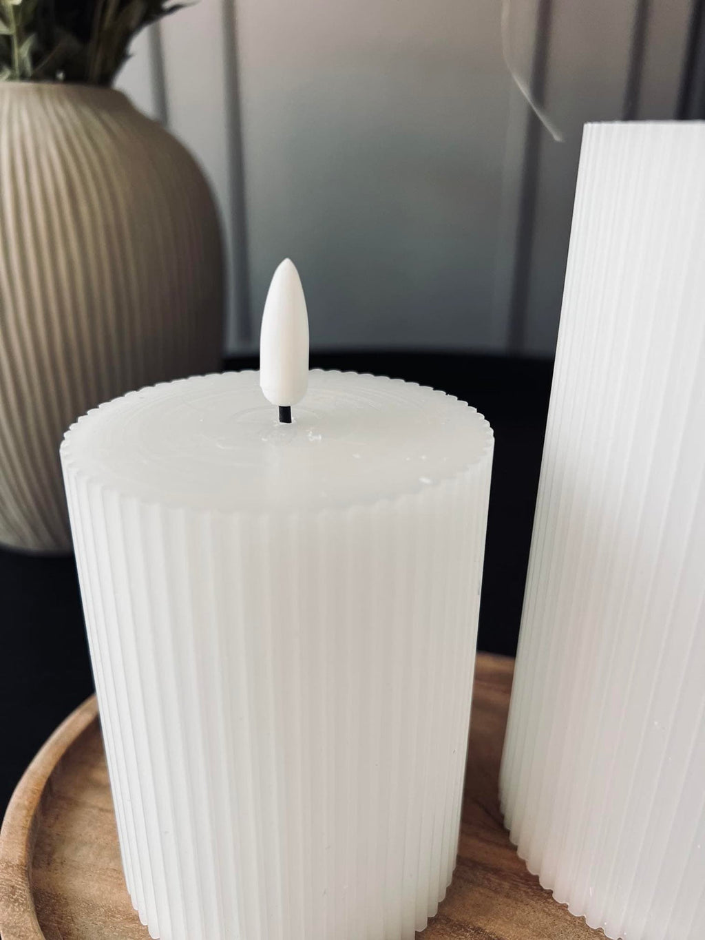 LED Blockljus med räfflor - Set med 3 st inkl fjärrkontroll