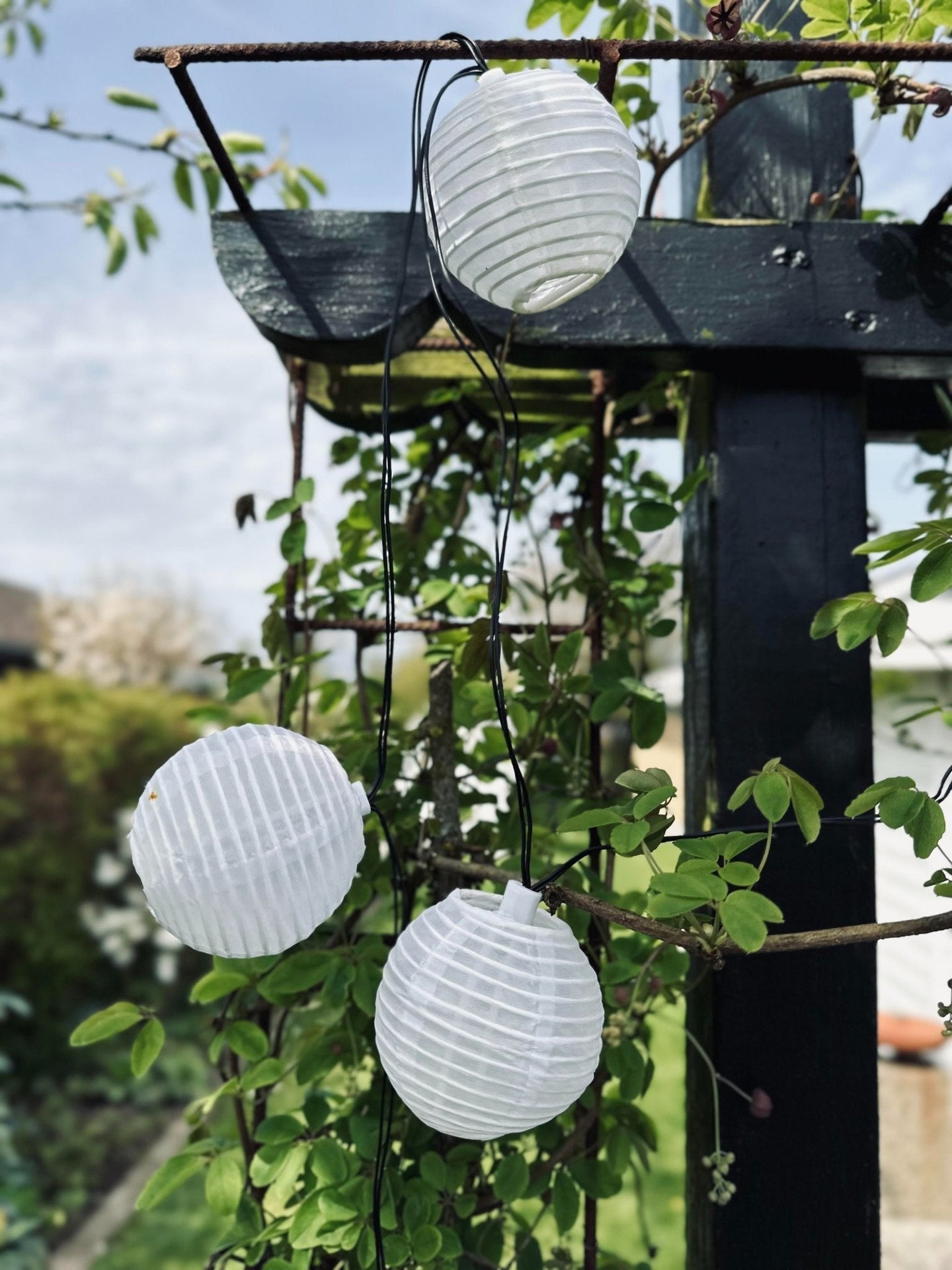 LED solcell ljusslinga, 10 vita bollar