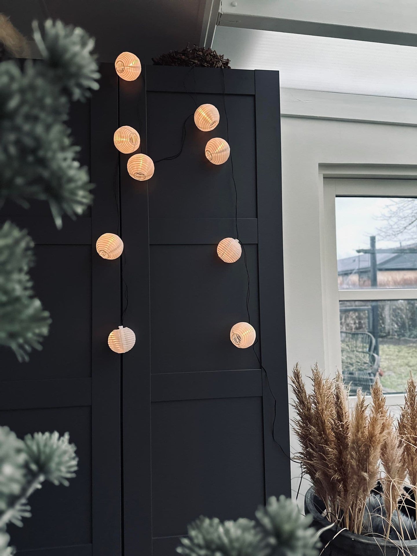 LED solcell ljusslinga, 10 vita bollar