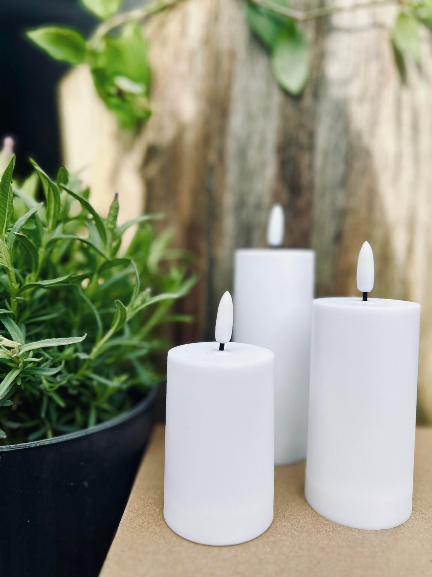 LED Utomhus Blockljus Set om 3 st - Vit