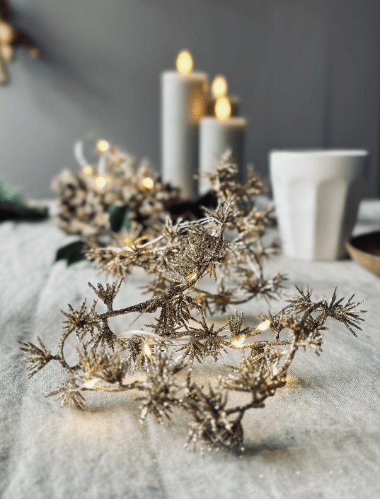 Ljusslinga med glitter 180cm – Guld