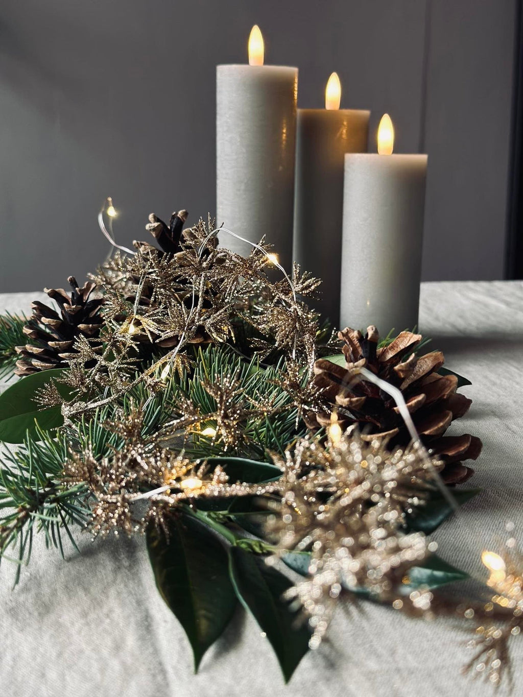 Ljusslinga med glitter 180cm – Guld